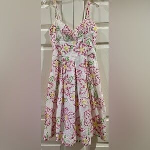 LILLY PULITZER FRUIT PUNCH  EMBROIDERED SPAGHETTI STRAP LINED DRESS SIZE 6